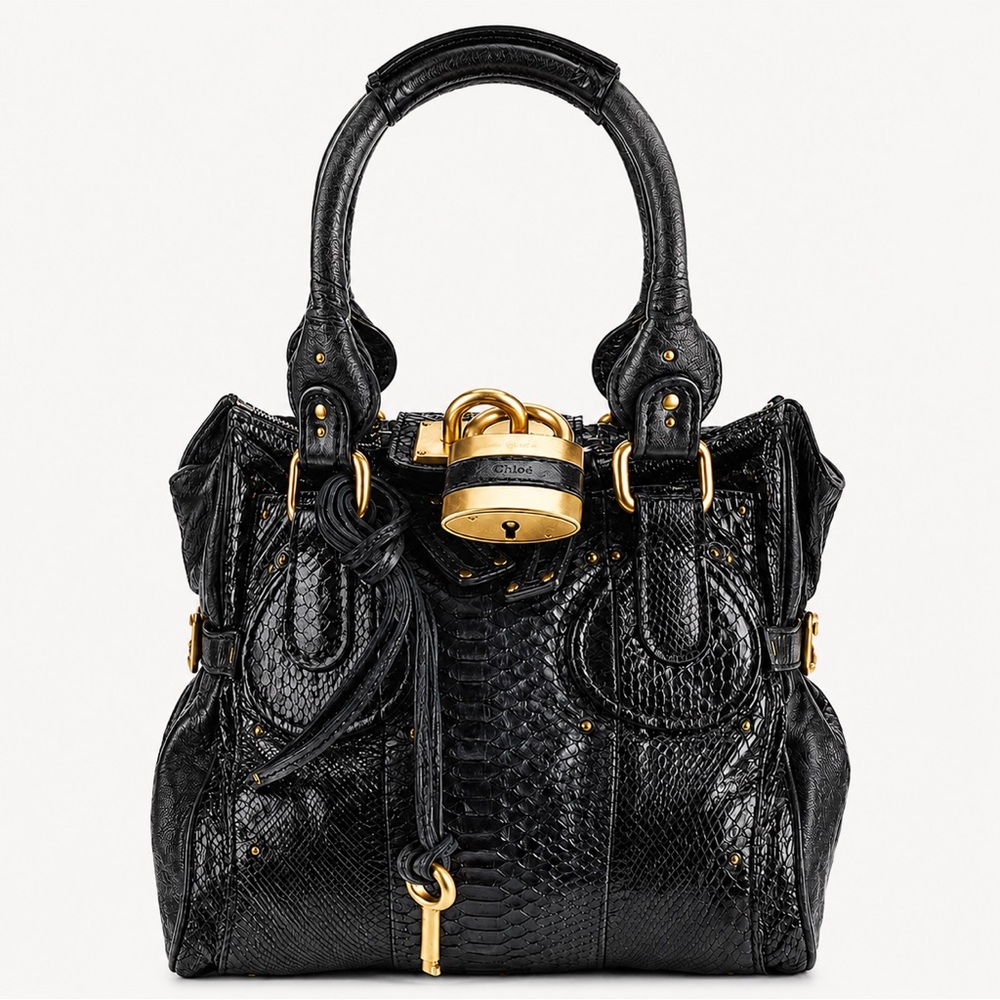 CHLOE PADDINGTON Mini Black Leather Satchel with LOCK & KEY